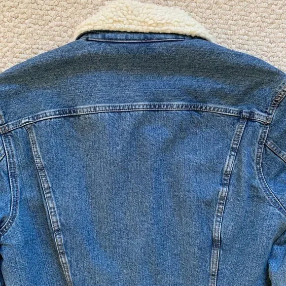 H&M Sherpa Borg Collar Denim Jacket Size S - Picture 6 of 9